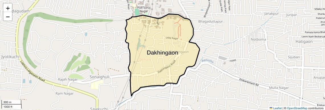Location Map of Dakhingaon, Guwahati