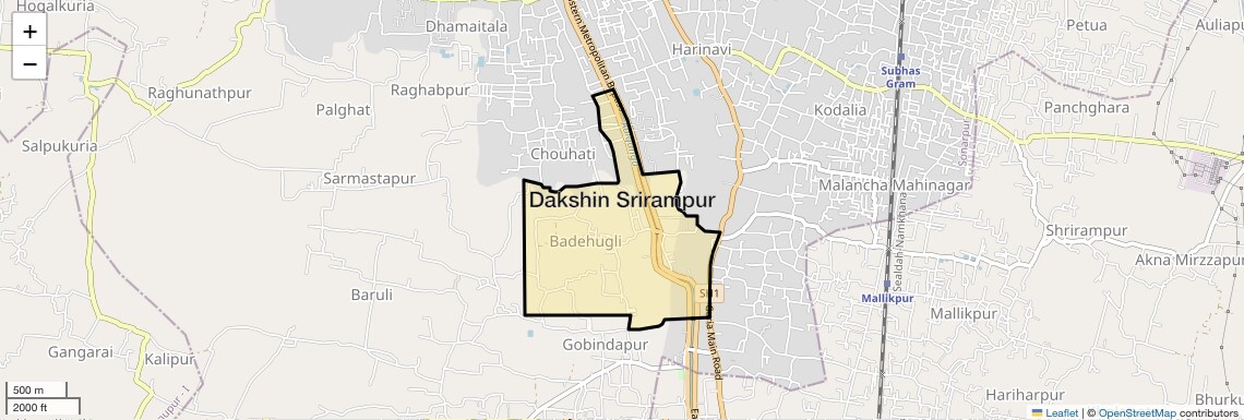 Location Map of Dakshin Srirampur, Kolkata