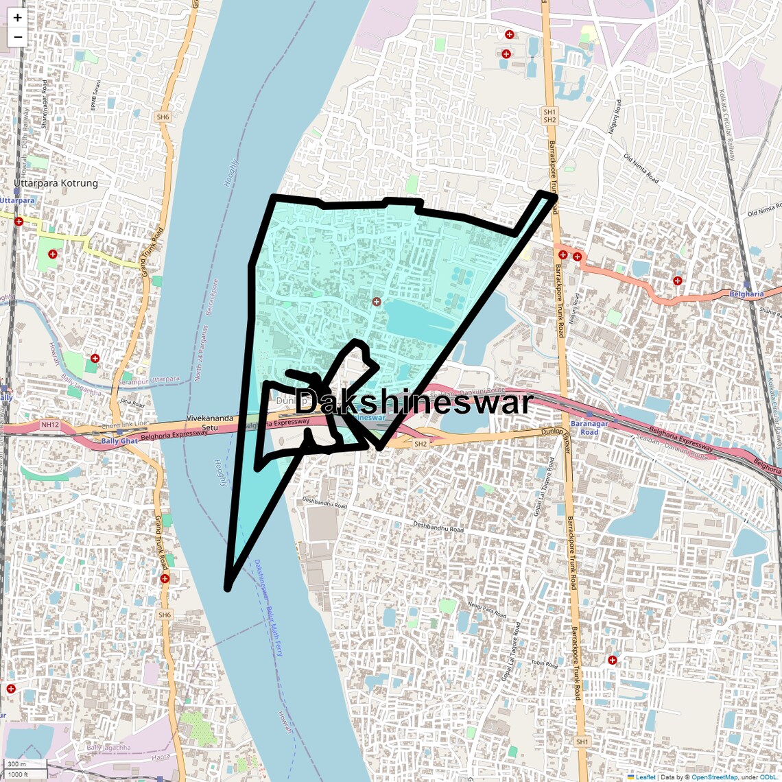Location Map of Dakshineswar, Kolkata