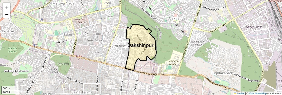 Location Map of Dakshinpuri, Delhi