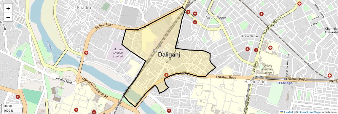 Location Map of Daliganj, Lucknow