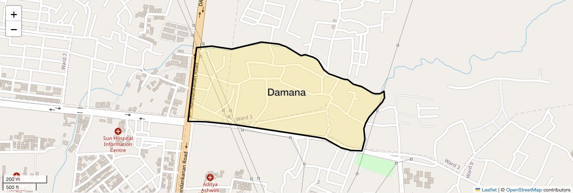 Location Map of Damana, Bhubaneswar