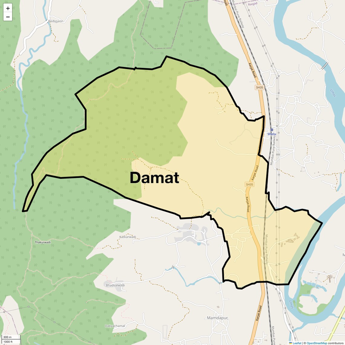 Location Map of Damat, Navi Mumbai