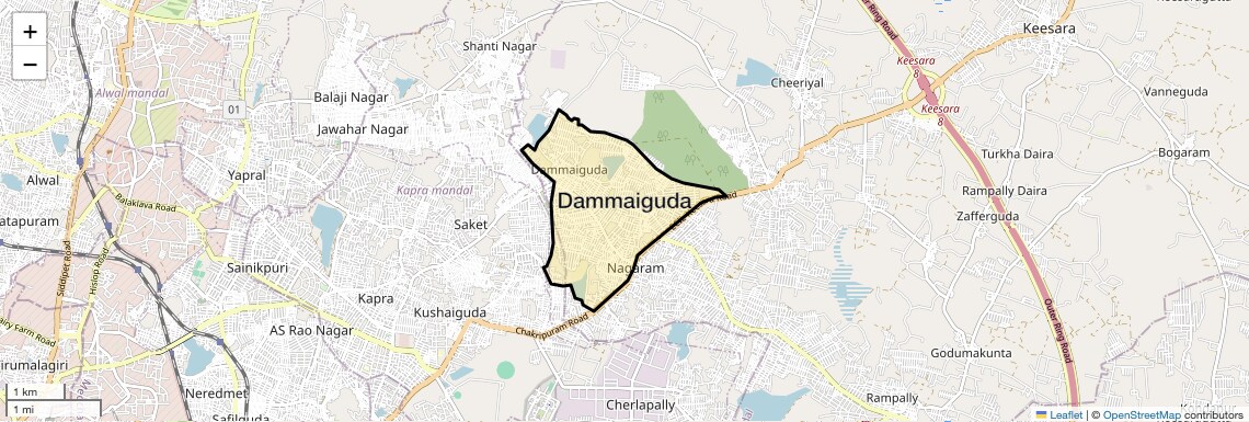 Location Map of Dammaiguda, Hyderabad
