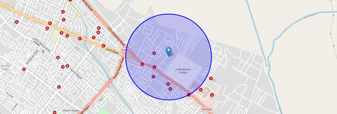 Location Map of Damoder Colony, Meerut