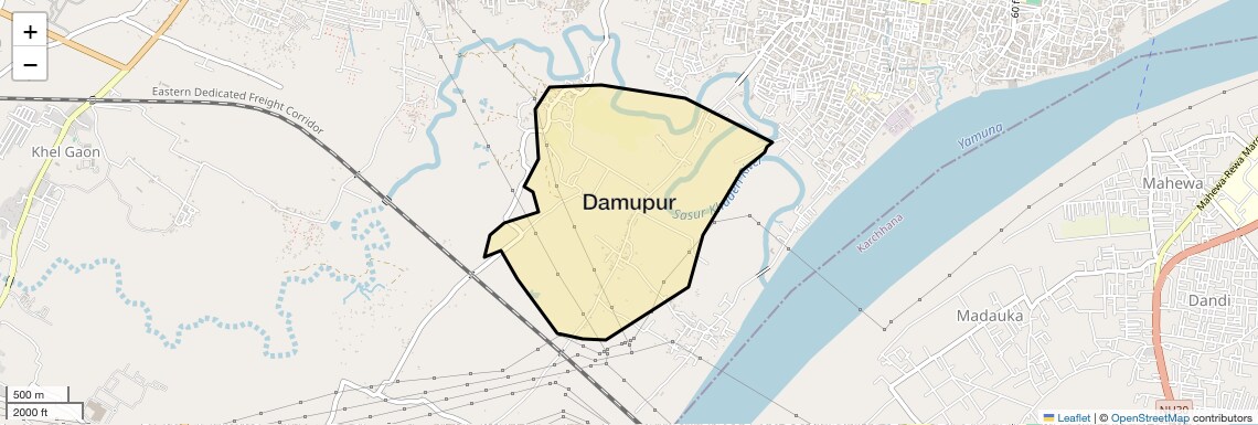 Location Map of Damupur, Allahabad