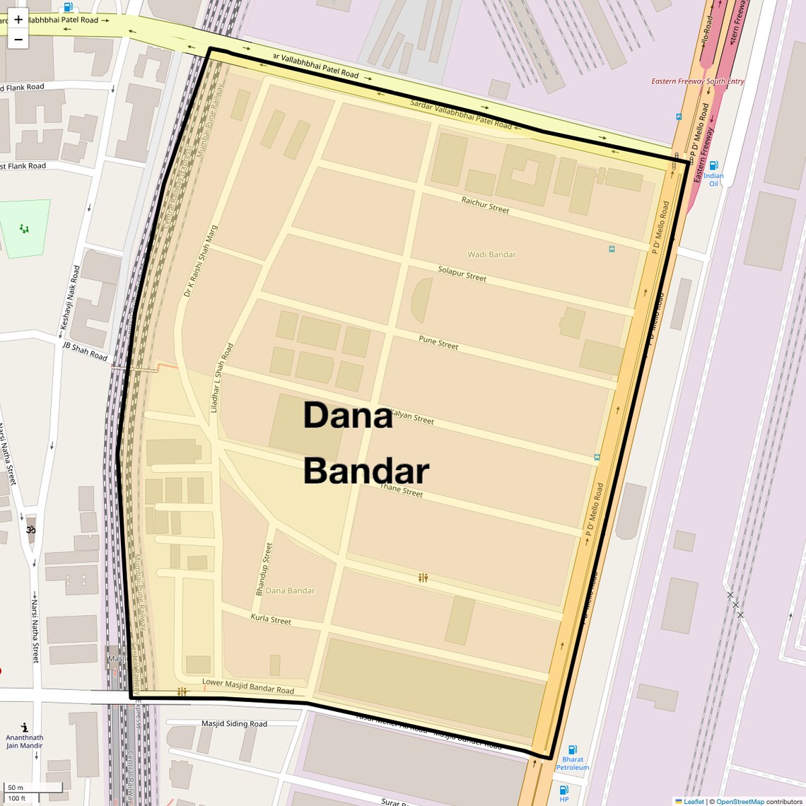 Location Map of Dana Bandar, Mumbai