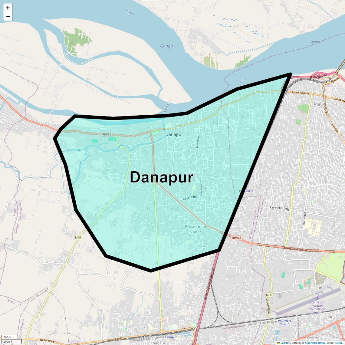 Location Map of Danapur, Patna
