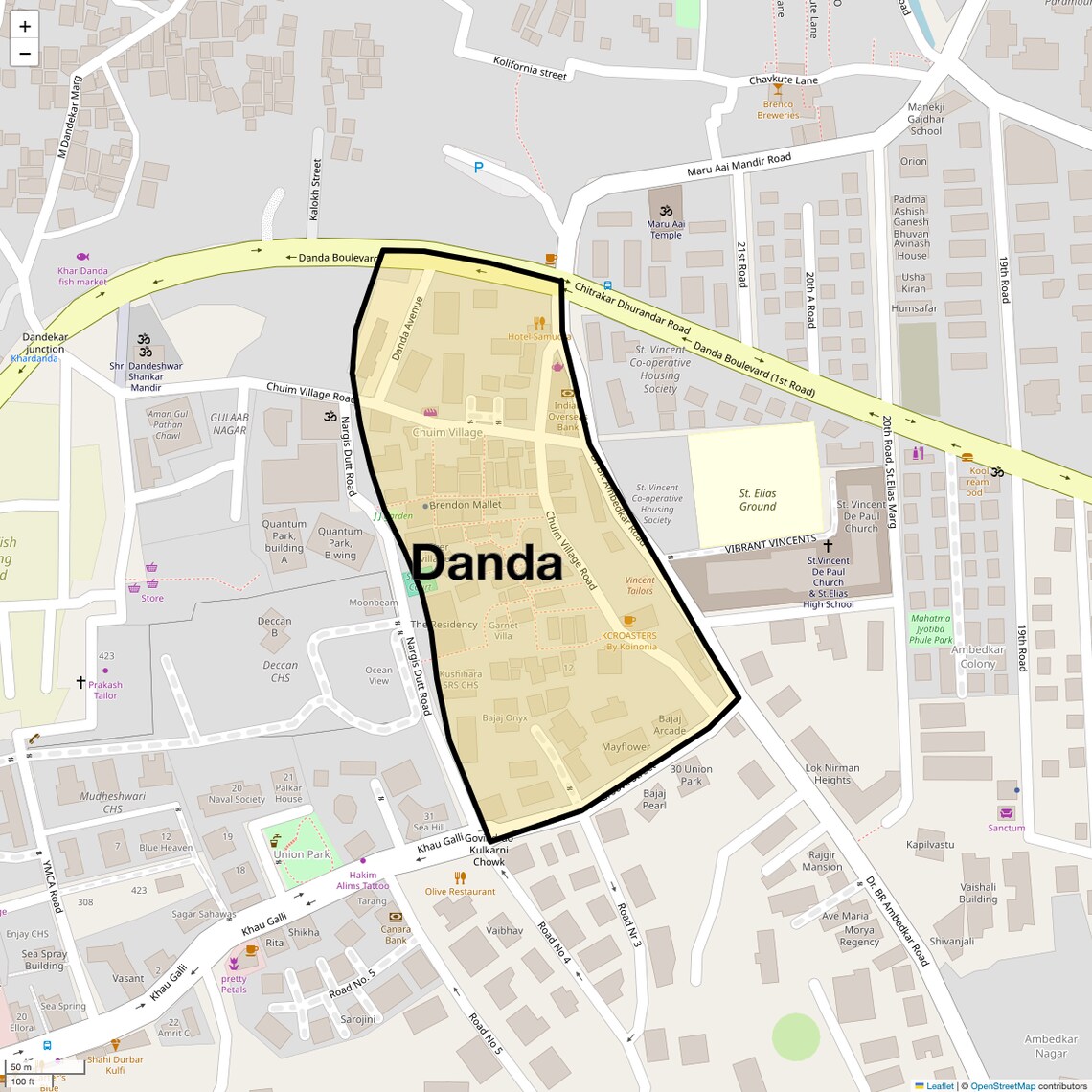 Location Map of Danda, Mumbai