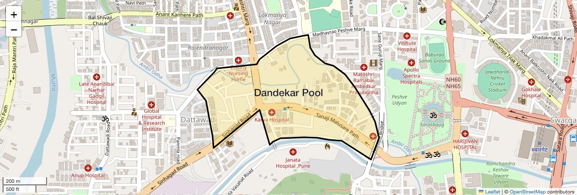 Location Map of Dandekar Pool, Pune
