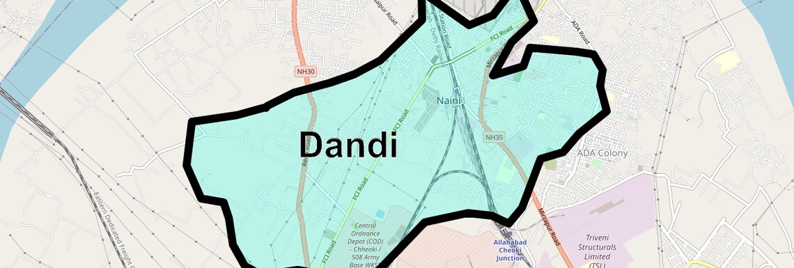 Location Map of Dandi, Allahabad