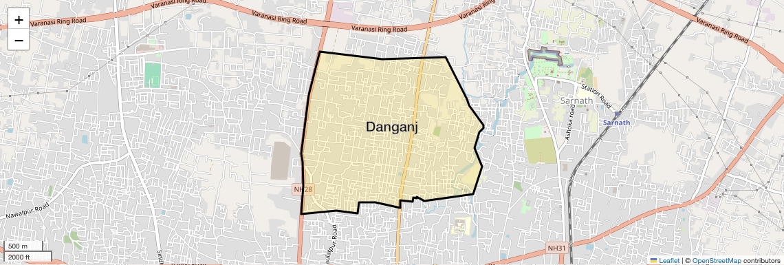 Location Map of Danganj, Varanasi