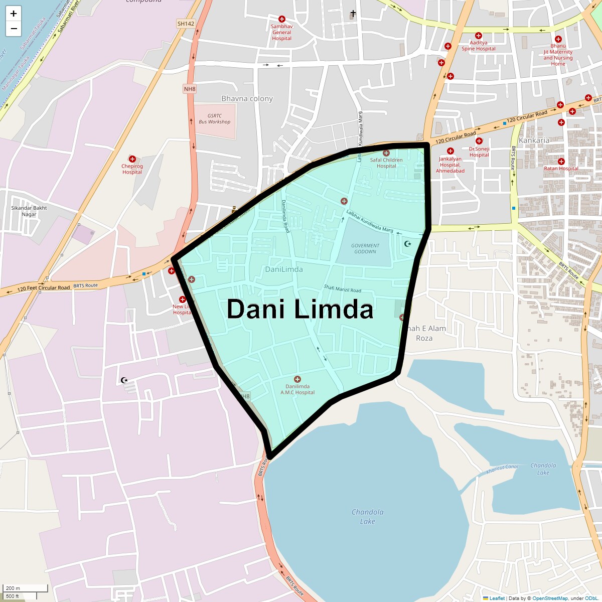 Location Map of Dani Limda, Ahmedabad