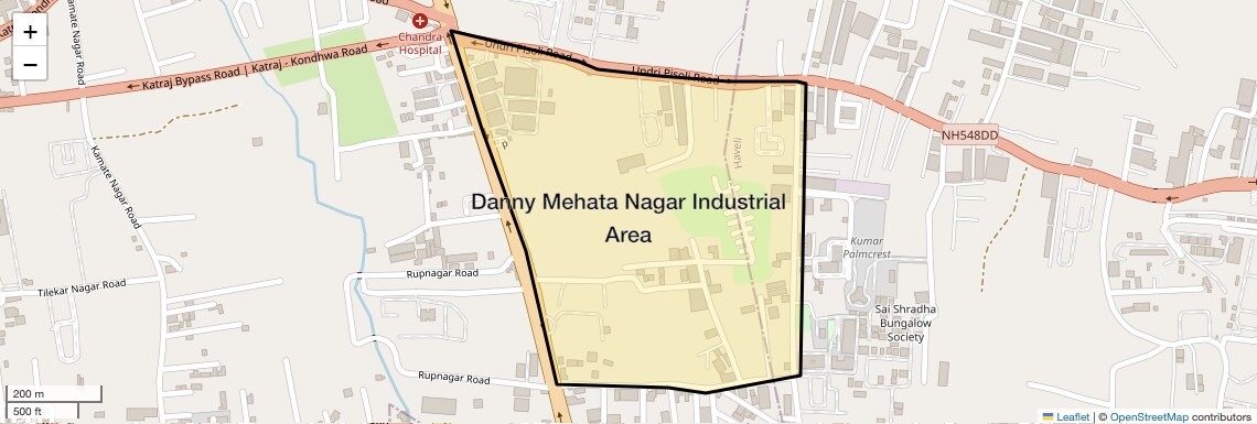 Location Map of Danny Mehata Nagar Industrial Area, Pune