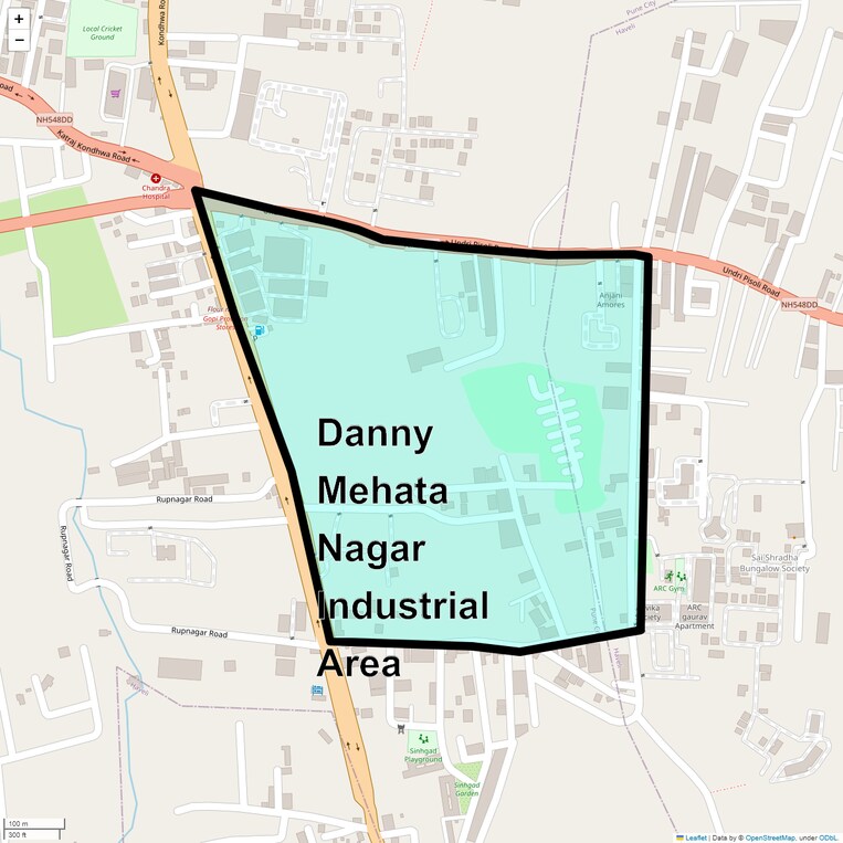 Location Map of Danny Mehata Nagar Industrial Area