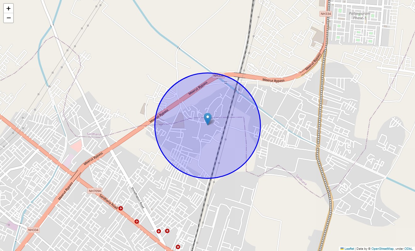 Location Map of Dantal, Meerut