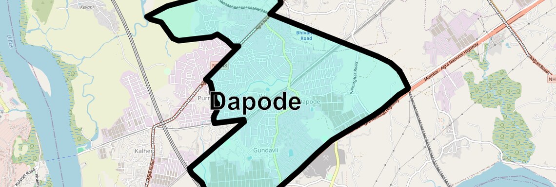 Location Map of Dapode, Thane
