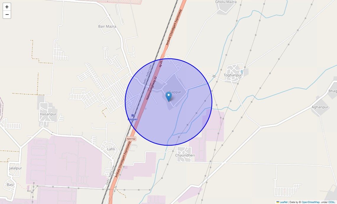 Location Map of Dappar, Chandigarh
