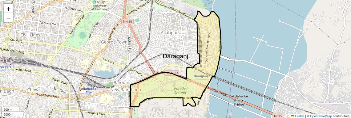Location Map of Daraganj, Allahabad