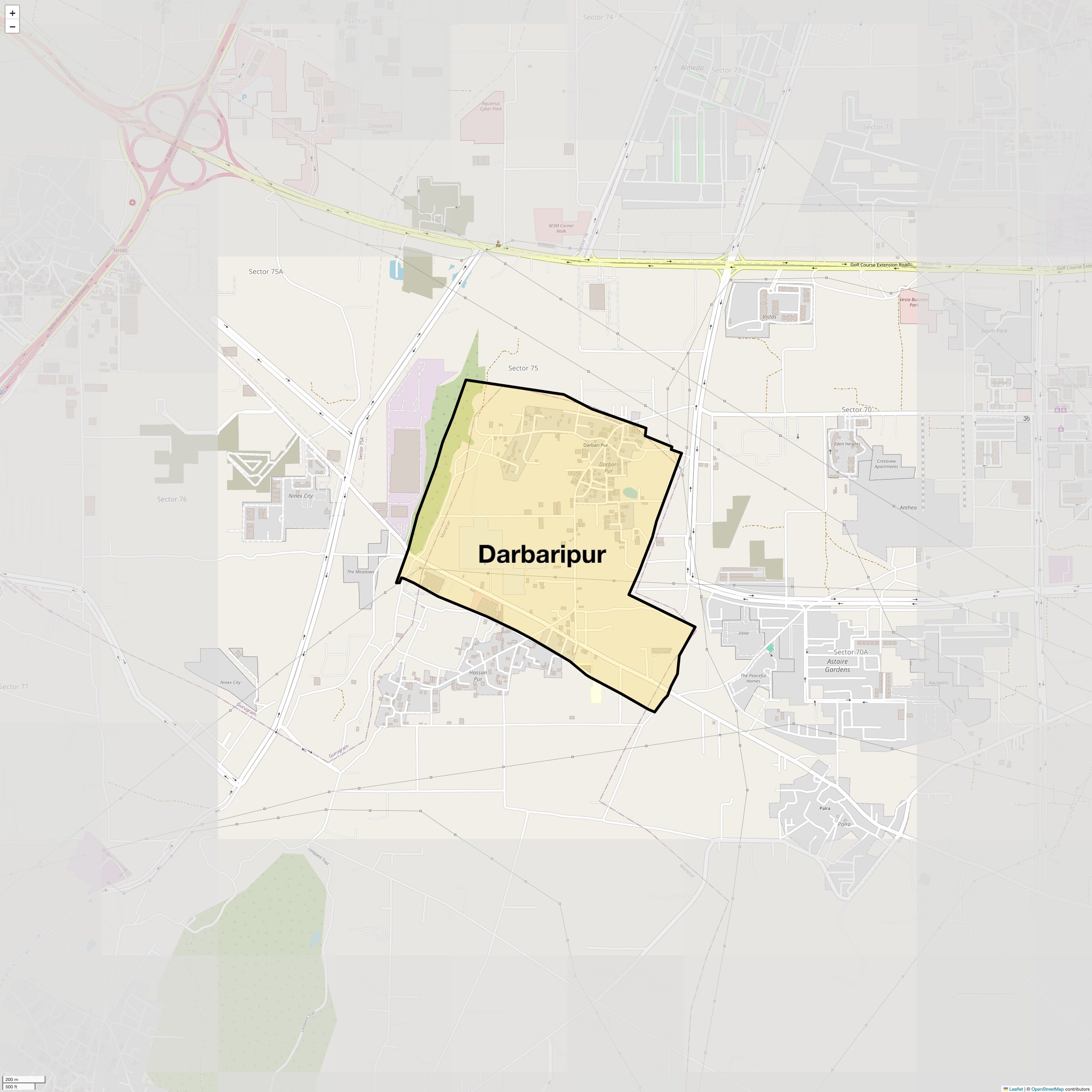 Location Map of Darbaripur, Gurgaon