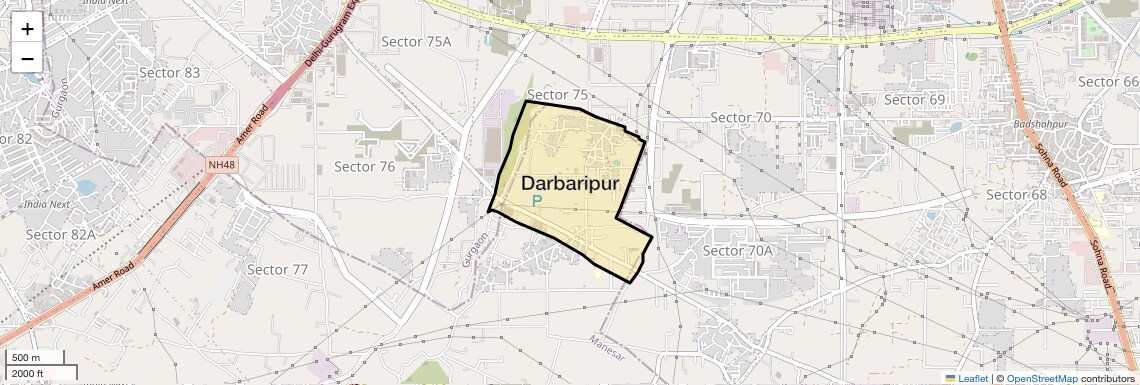 Location Map of Darbaripur, Gurgaon