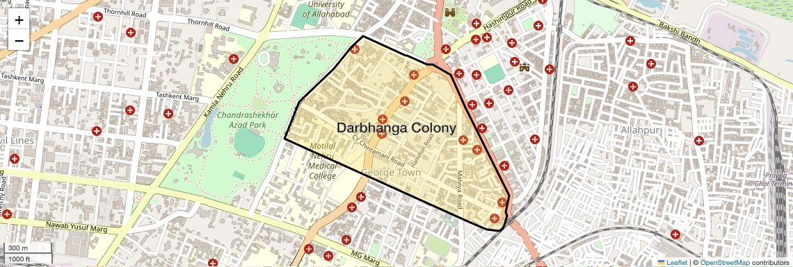 Location Map of Darbhanga Colony, Allahabad