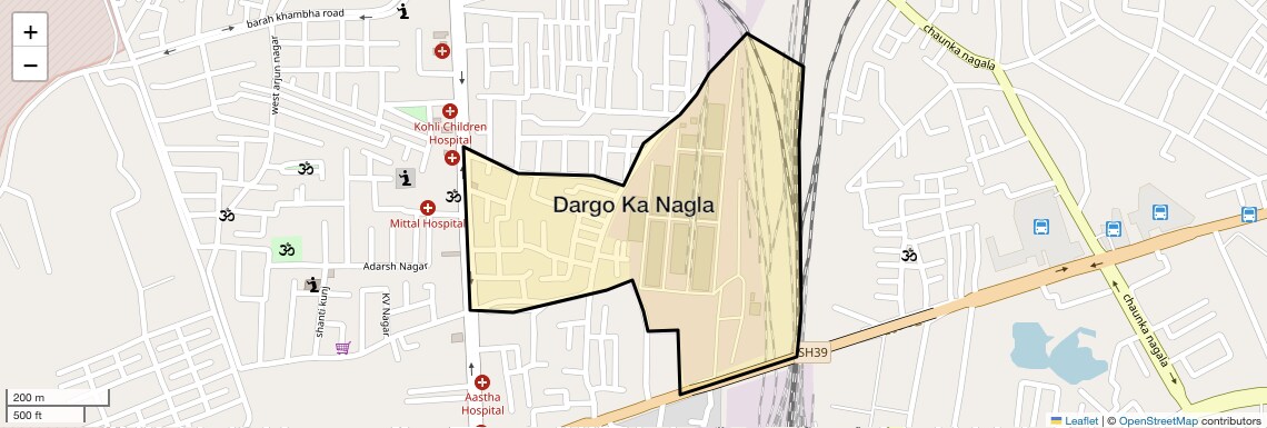 Location Map of Dargo Ka Nagla, Agra