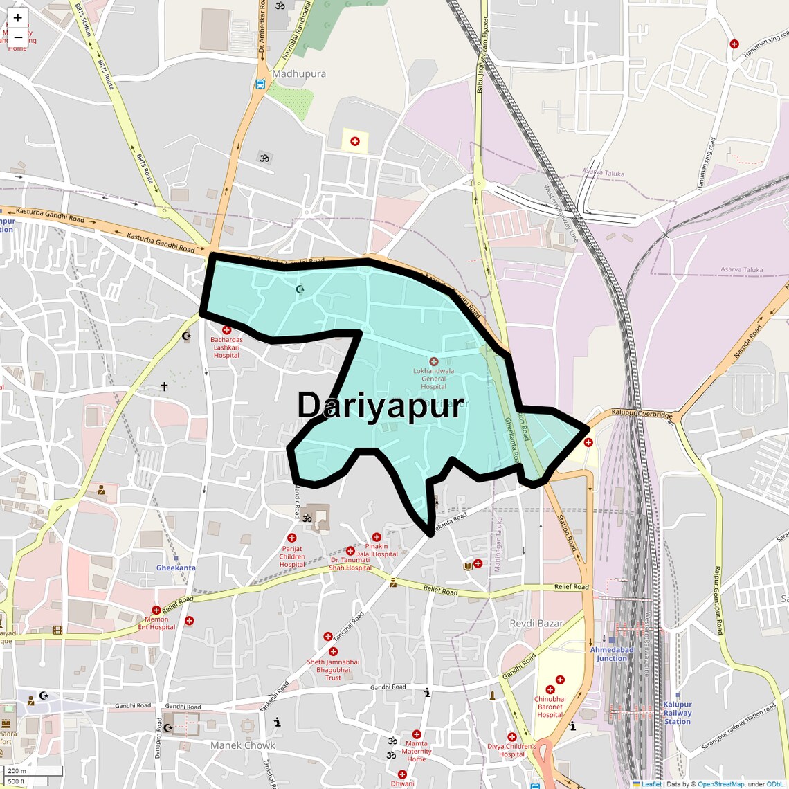 Location Map of Dariyapur, Ahmedabad