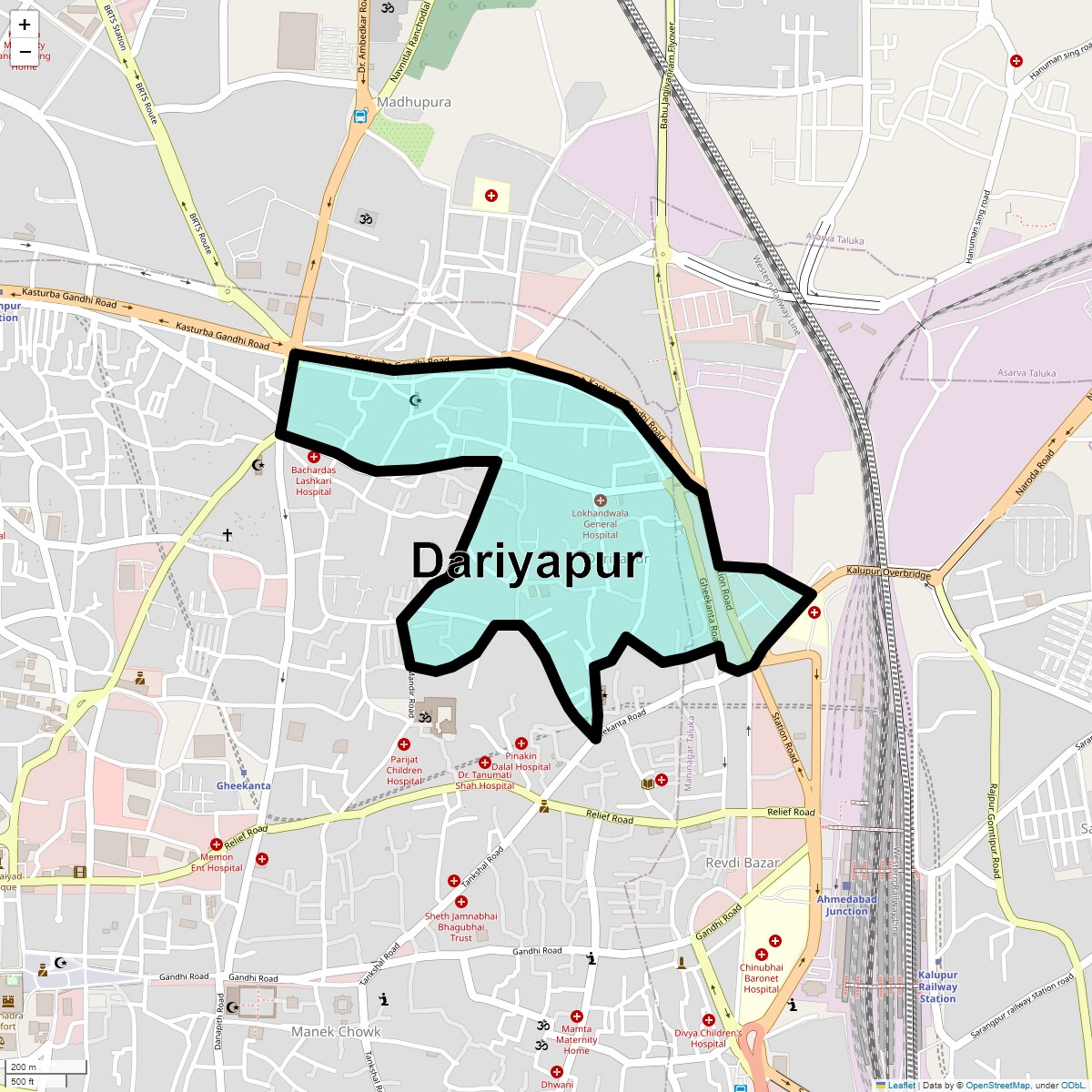 Location Map of Dariyapur, Ahmedabad
