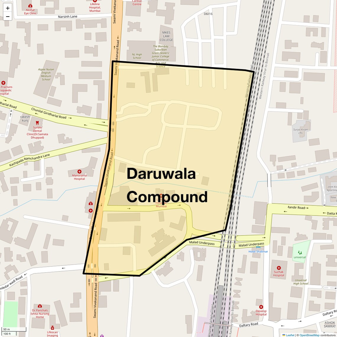 Location Map of Daruwala Compound, Mumbai