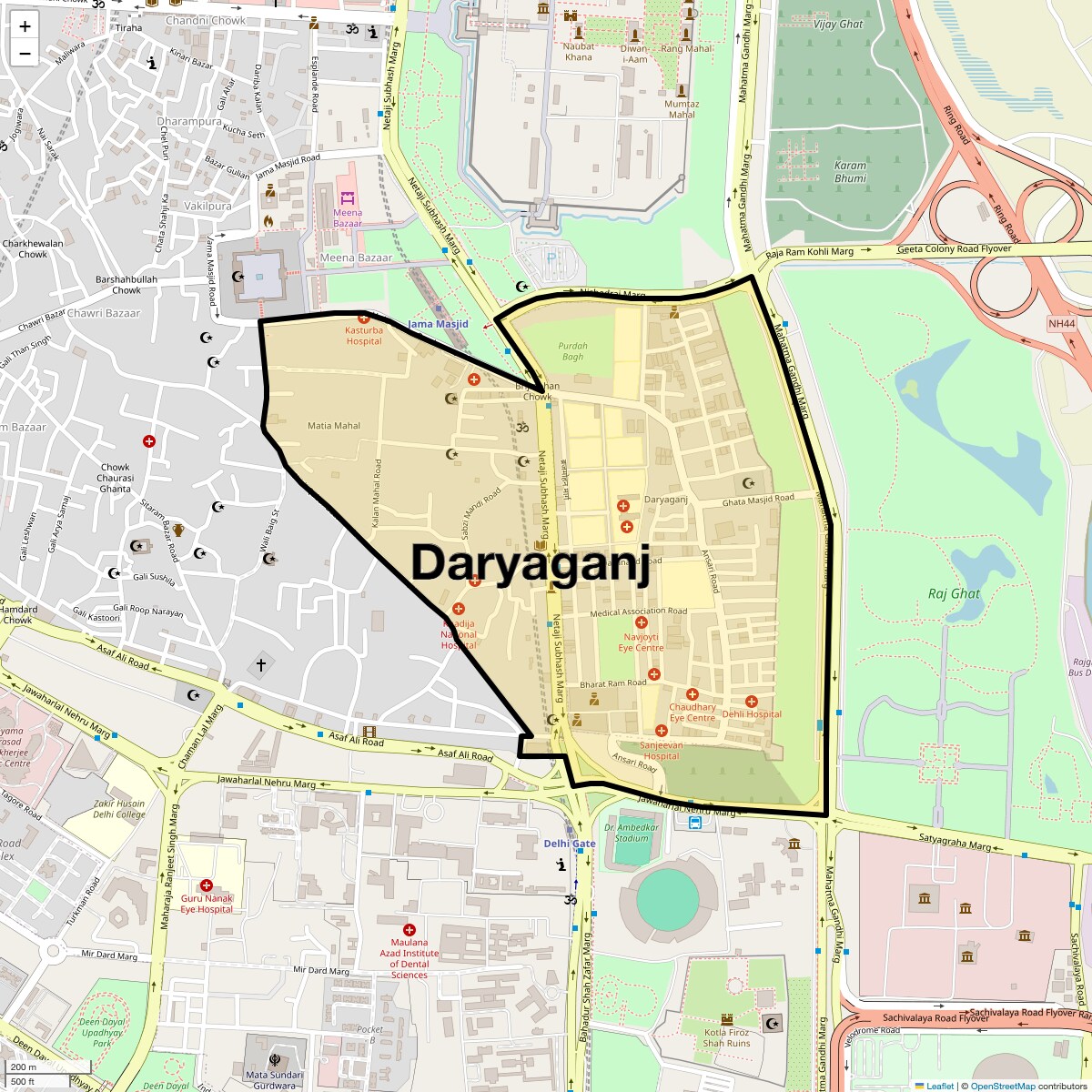 Location Map of Daryaganj, Delhi