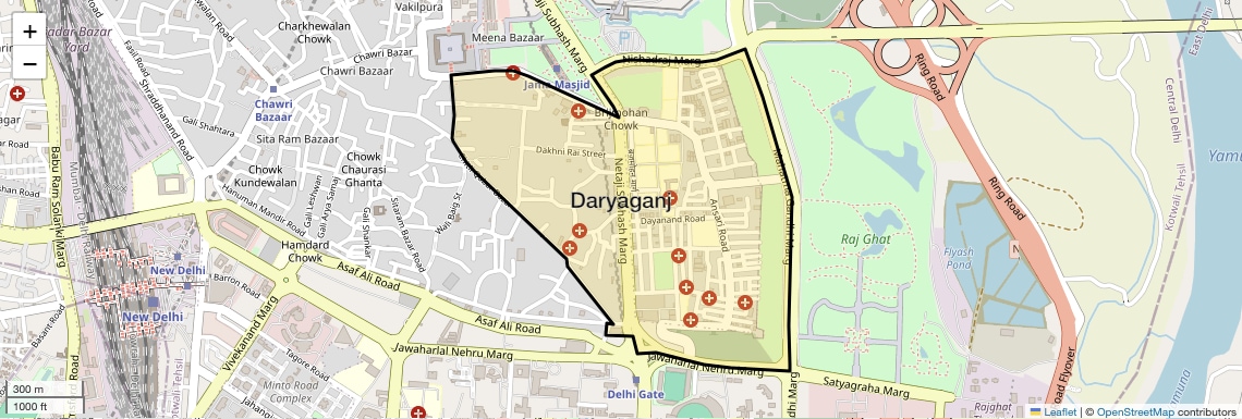 Location Map of Daryaganj, Delhi