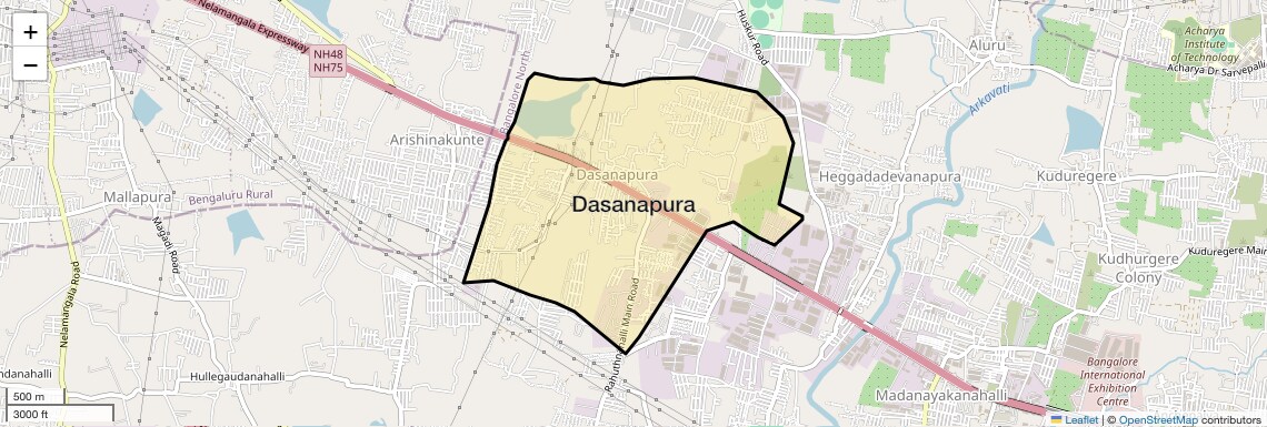Location Map of Dasanapura, Bangalore