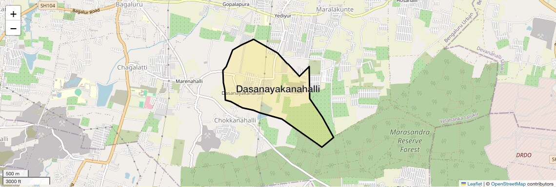 Location Map of Dasanayakanahalli, Bangalore