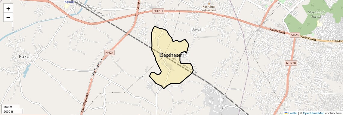 Location Map of Dashaari, Lucknow