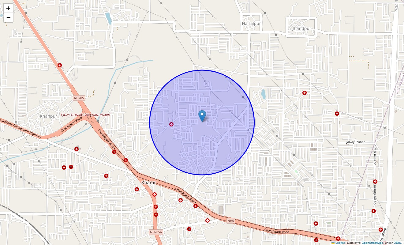 Location Map of Dashmesh Nagar, Zirakpur