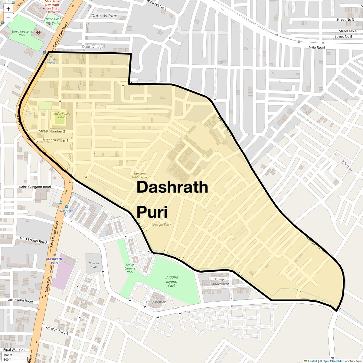Location Map of Dashrath Puri, Delhi