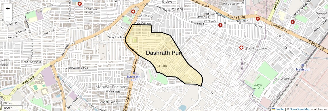 Location Map of Dashrath Puri, Delhi