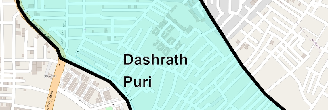 Location Map of Dashrath Puri, Delhi
