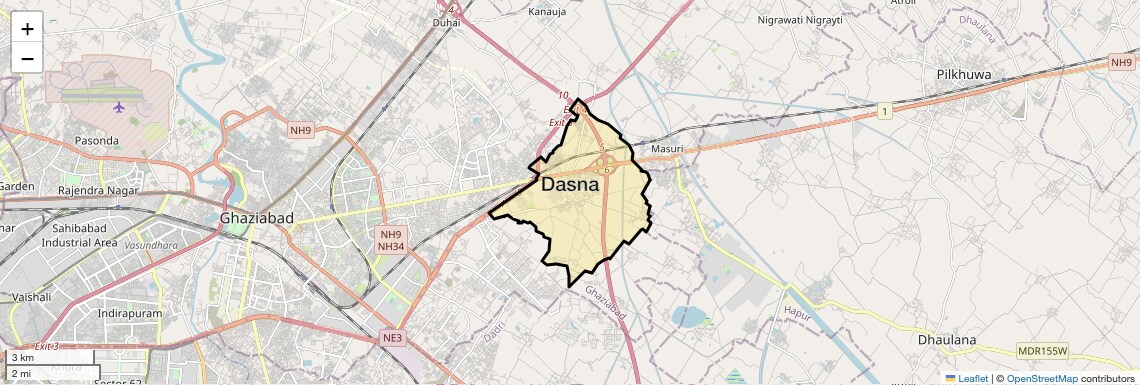 Location Map of Dasna, Ghaziabad