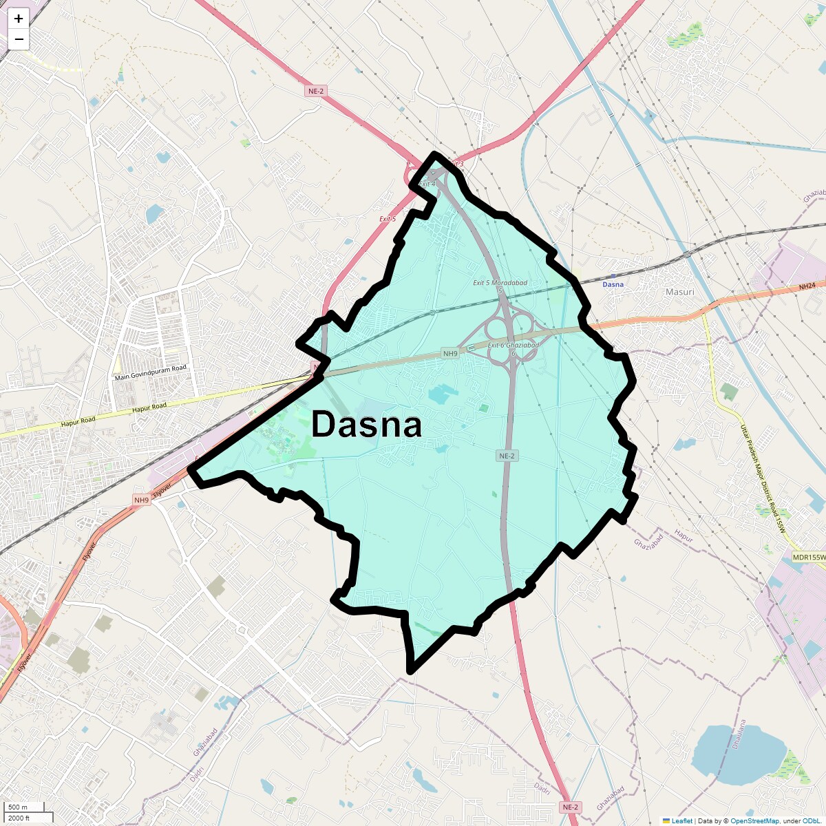 Location Map of Dasna, Ghaziabad