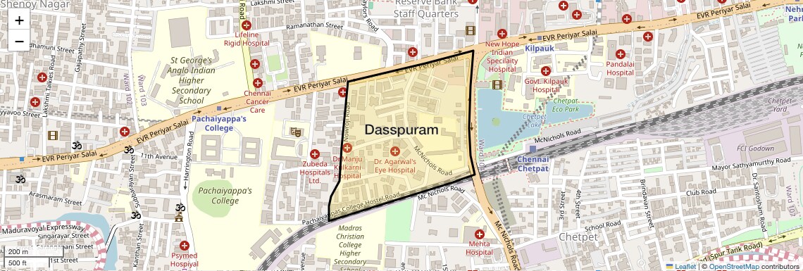 Location Map of Dasspuram, Chennai