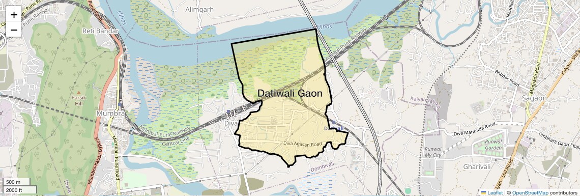 Location Map of Datiwali Gaon, Thane