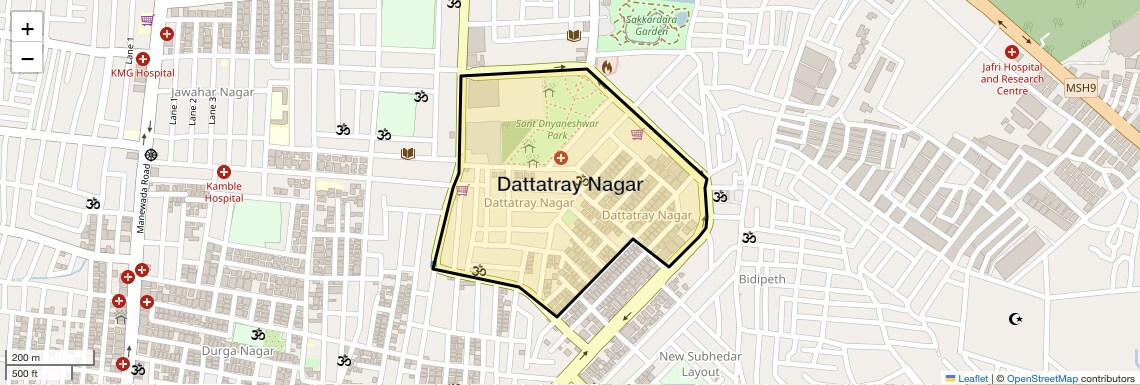 Location Map of Dattatray Nagar, Nagpur