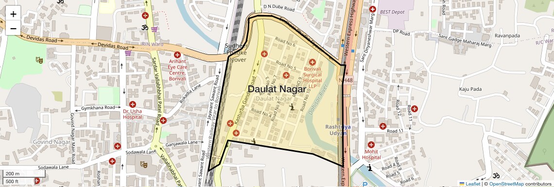 Location Map of Daulat Nagar, Mumbai
