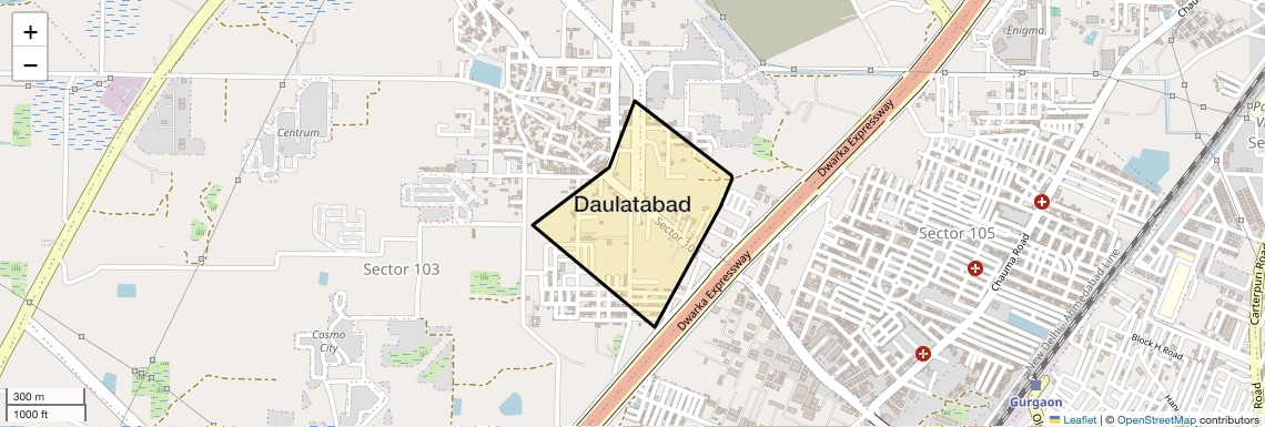 Location Map of Daulatabad, Gurgaon