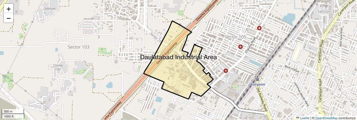 Location Map of Daulatabad Industrial Area, Gurgaon