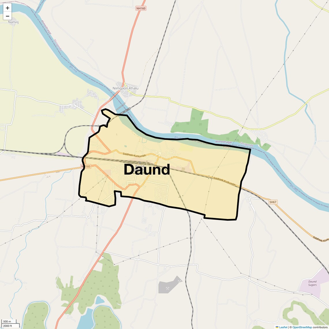 Location Map of Daund, Pune