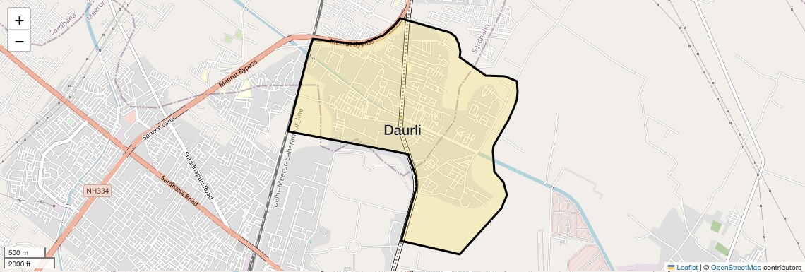 Location Map of Daurli, Meerut