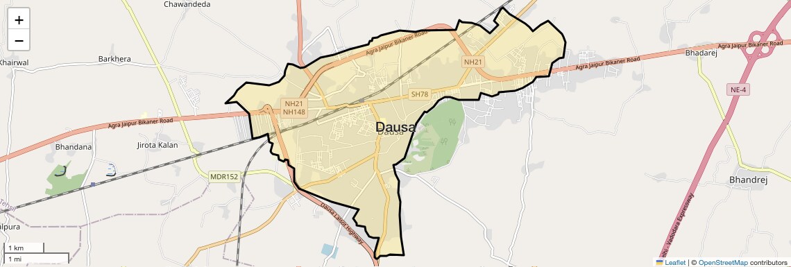 Location Map of Dausa, Jaipur